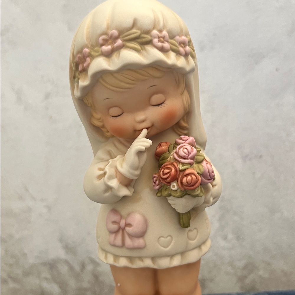 Adorable Memories of Yesterday Bride Figurine with Flowers. 9” - Picture 6 of 9